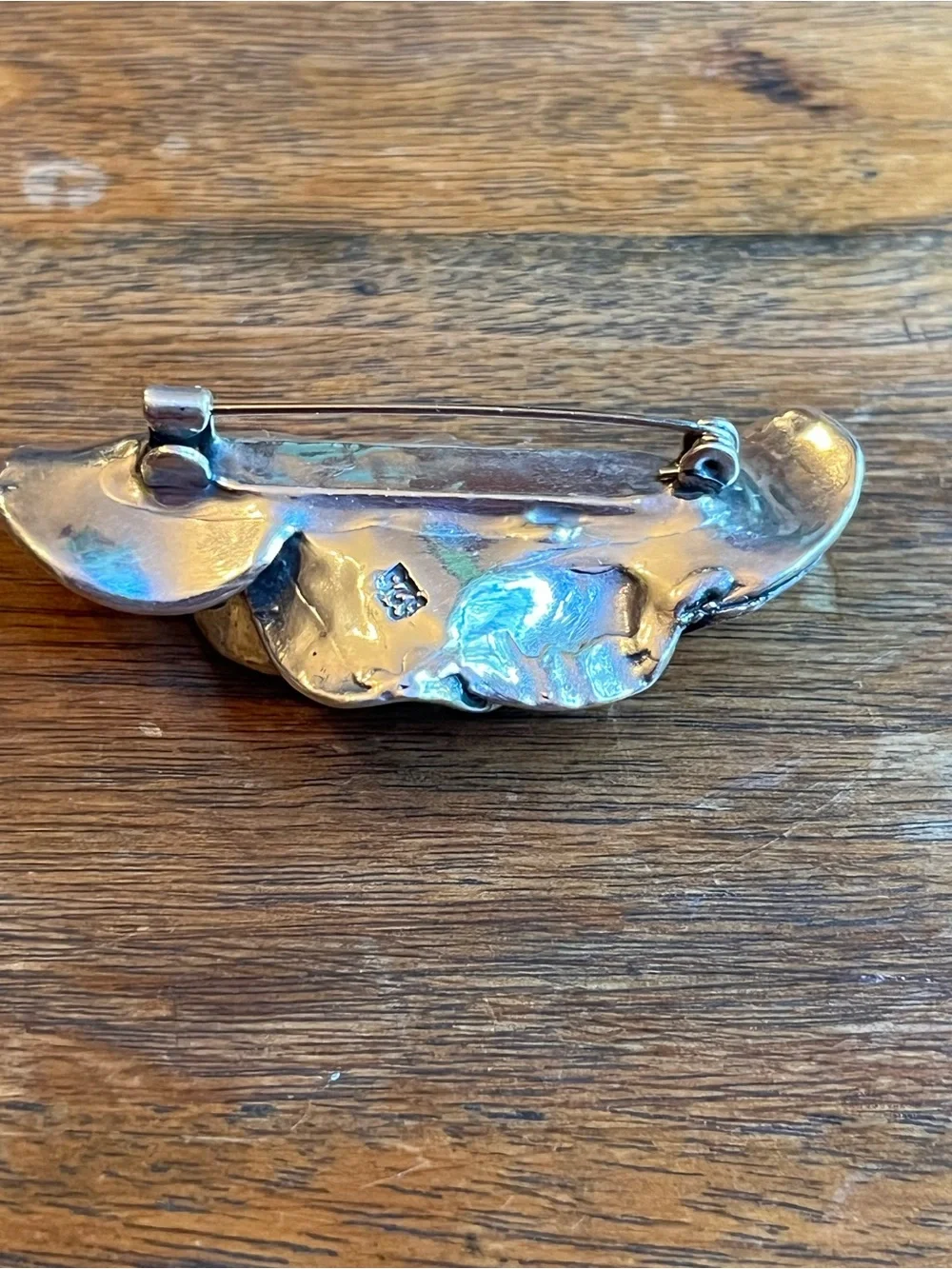 Sterling Silver Floral Brooch with Turquoise Abalone Accent